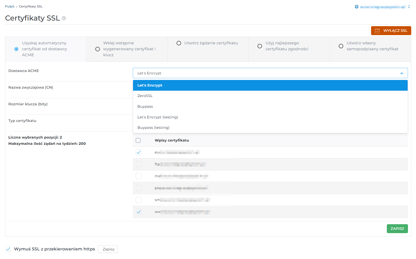 darmowe certyfikaty ssl directadmin devhost